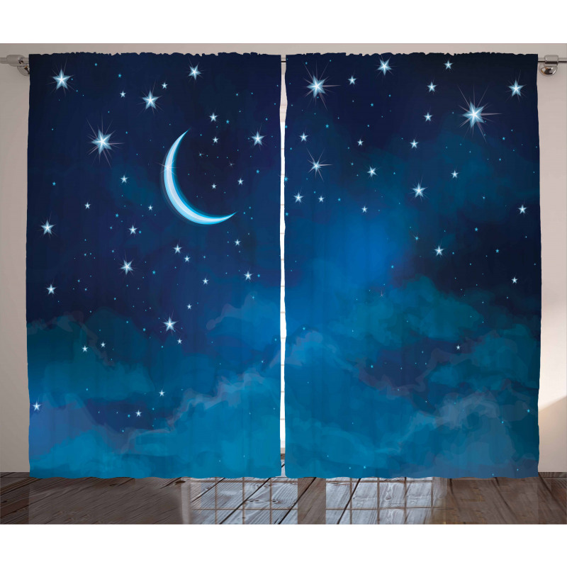 Watercolor Night Sky Curtain
