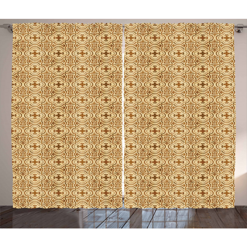 Damask Style Floral Curtain