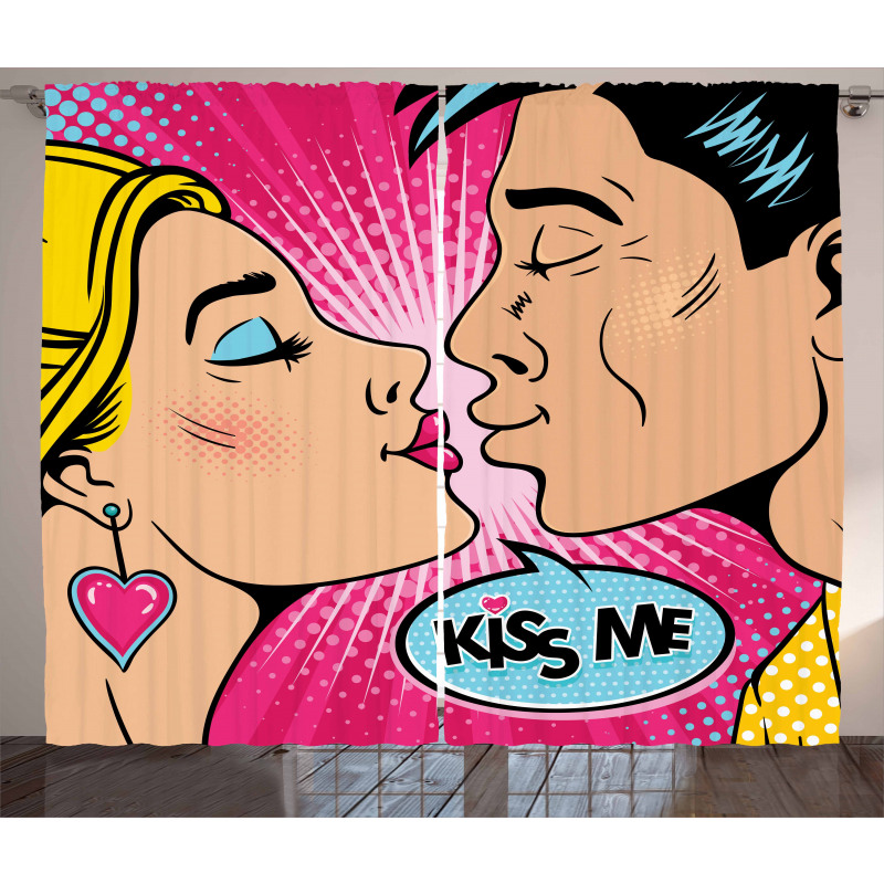 Young Pop Art Couple Curtain