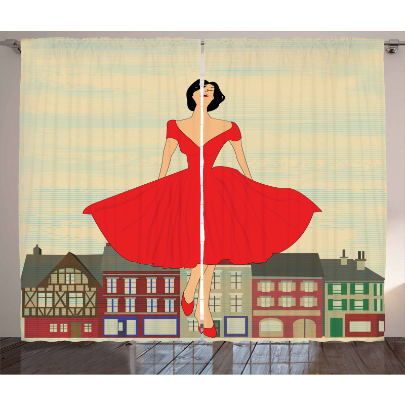 Lady in Red Dress Curtain