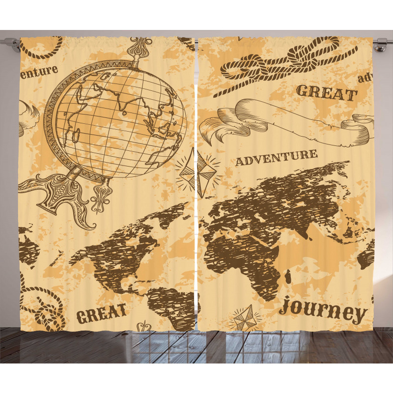World Map Rope Knots Curtain