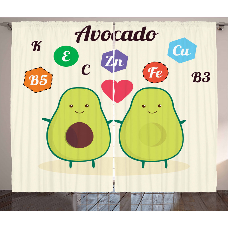 Funny Food Vitamins Curtain