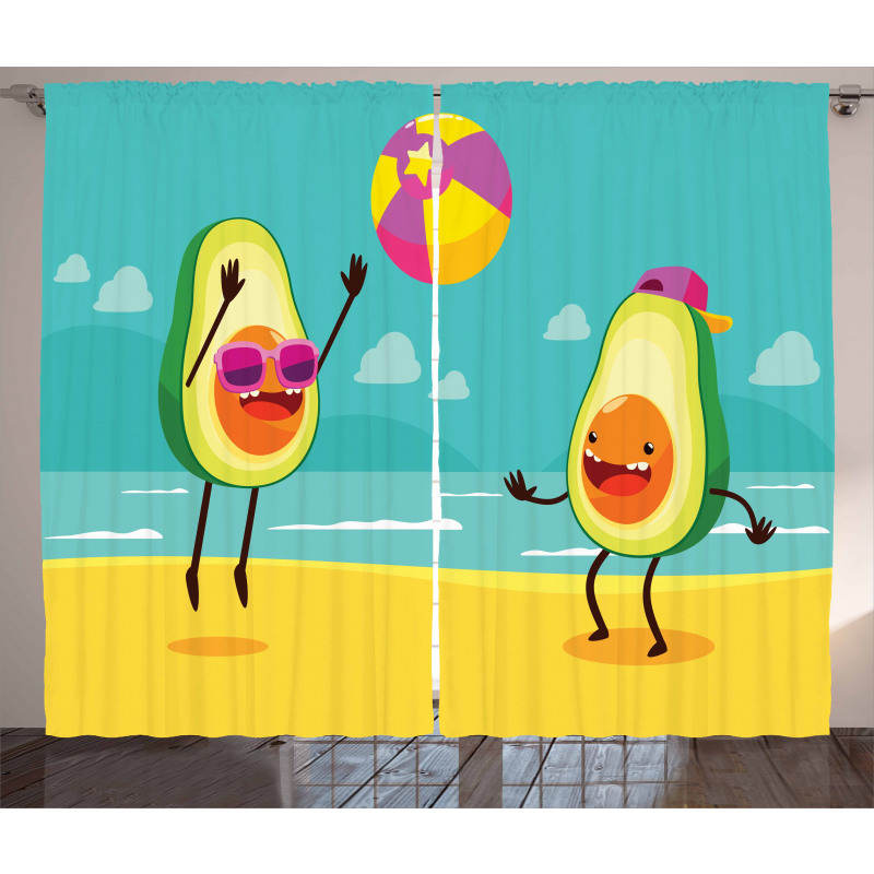 Summer Beach Volleyball Curtain