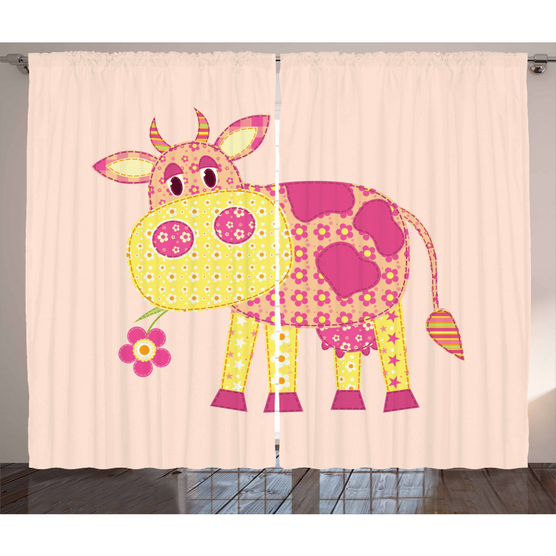 Childish Patchwork Cow Curtain