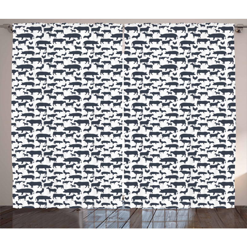 Silhouette Farm Animals Curtain