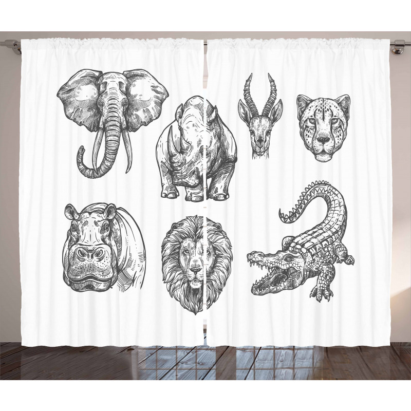 Hand-Drawn Zoo Animals Curtain