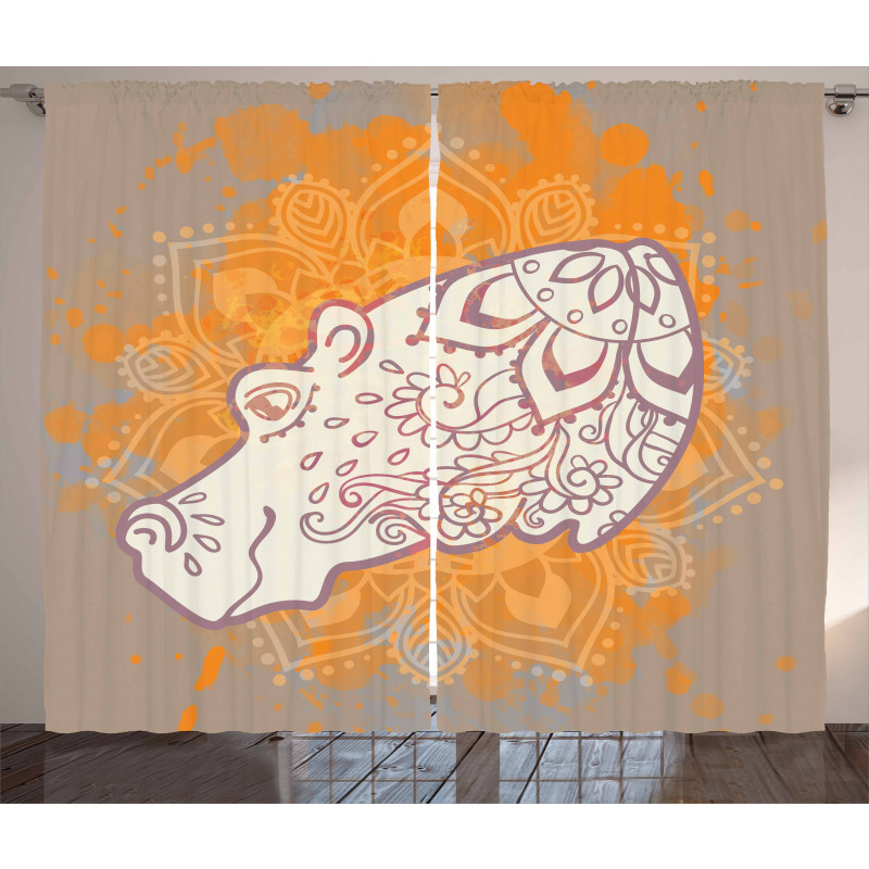 Hippo Design Floral Motifs Curtain