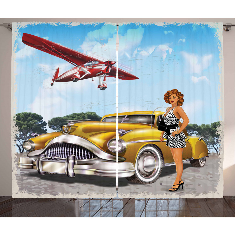 Vintage Biplane Curtain
