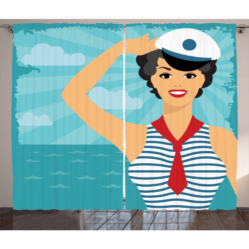 Smiling Sailor Girl Curtain