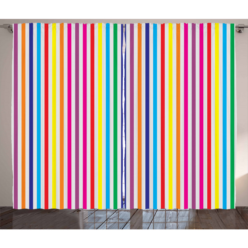 Vertical Stripes Print Curtain
