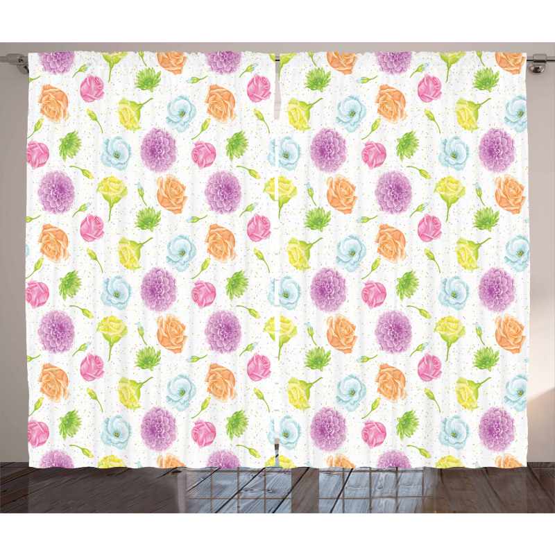 Delicate Flowers Sketch Curtain