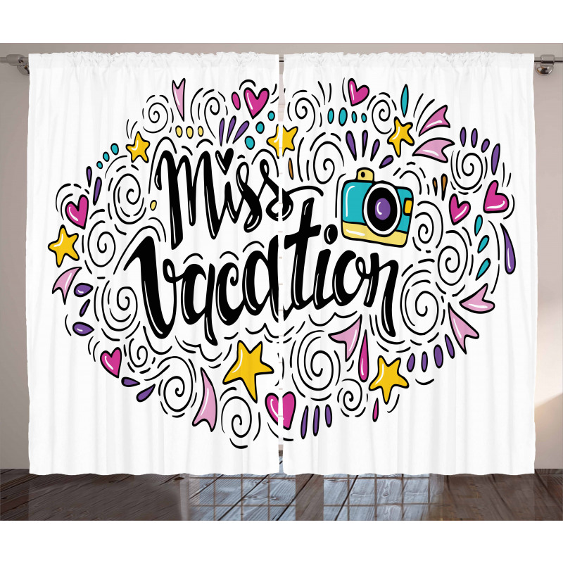 Miss Vacation Doodle Curtain