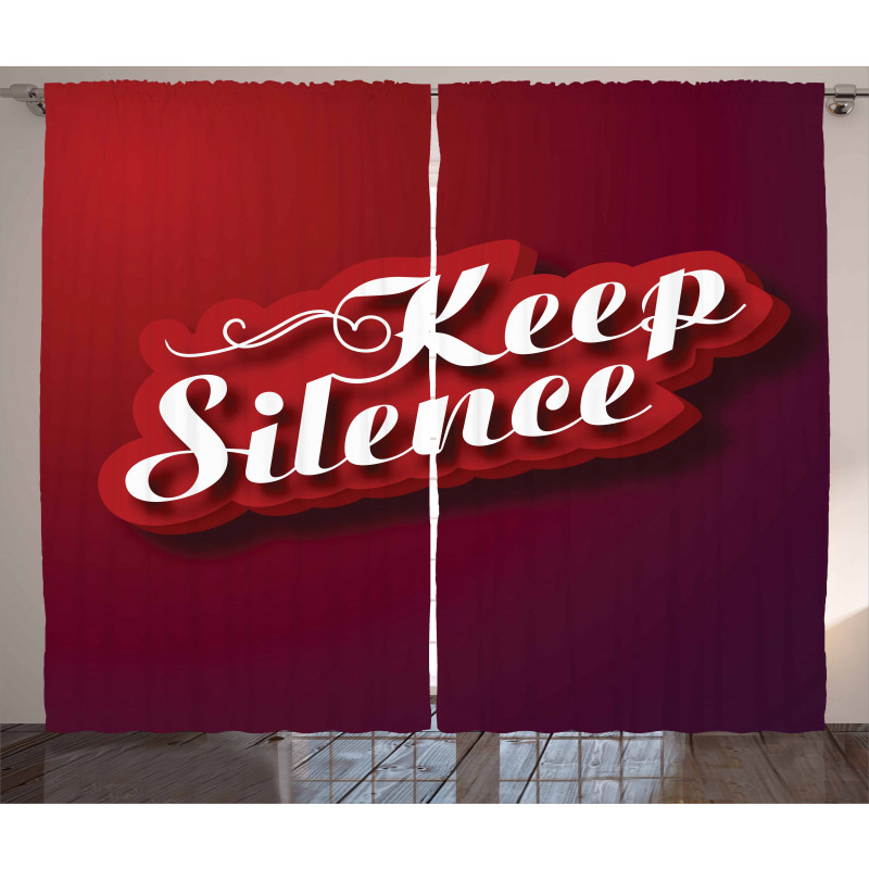 Keep Silence Modern Text Curtain