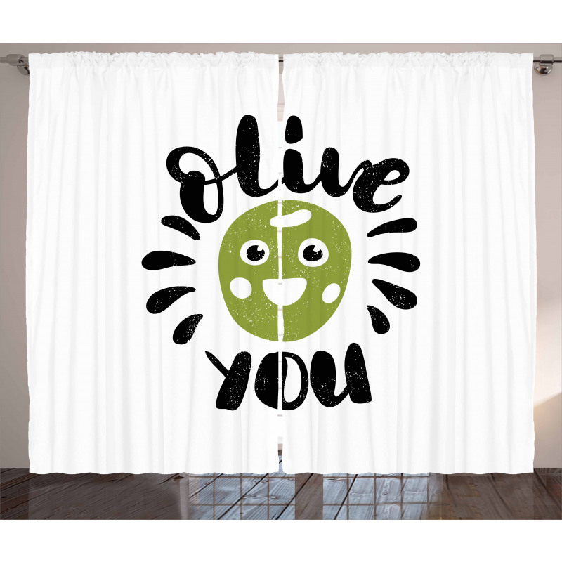 Olive You Funny Grunge Curtain