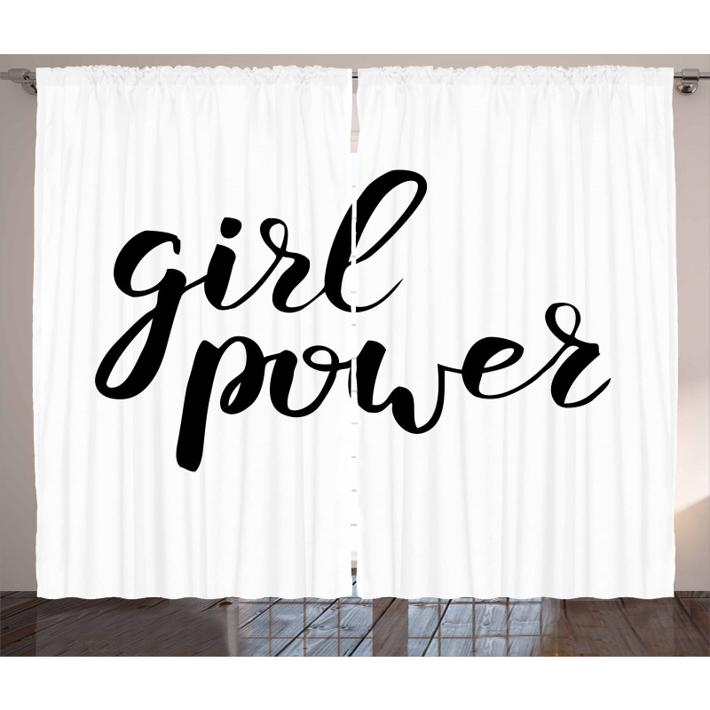 Girl Power Feminist Text Curtain