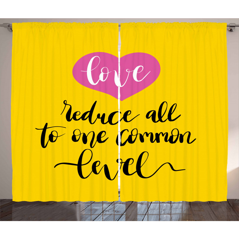Romantic Text Pink Heart Curtain