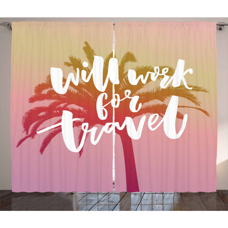 Will Work for Travel Palm Curtain