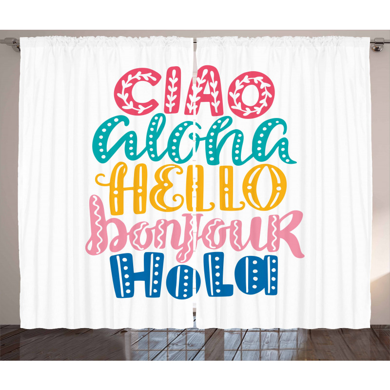 Hello Different Languages Curtain