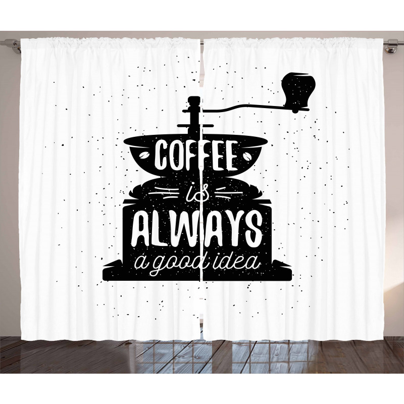 Grungy Typography Coffee Curtain