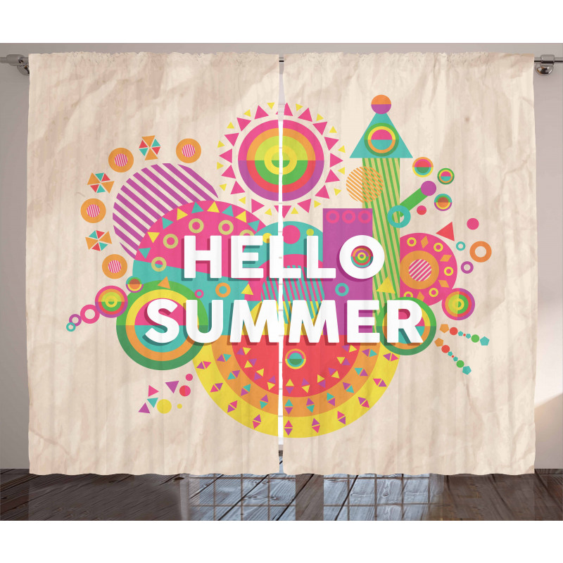 Hello Summer Typography Curtain