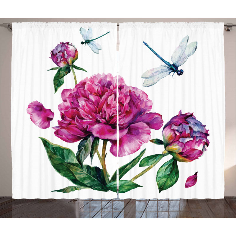 Peonies and Dragonflies Curtain
