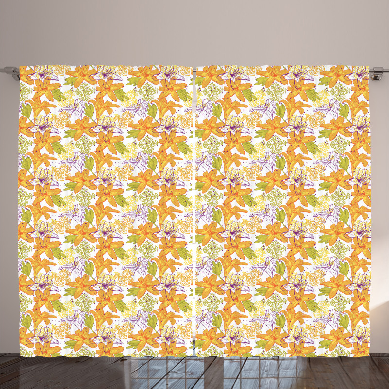 Lively Flowers Artwork Curtain