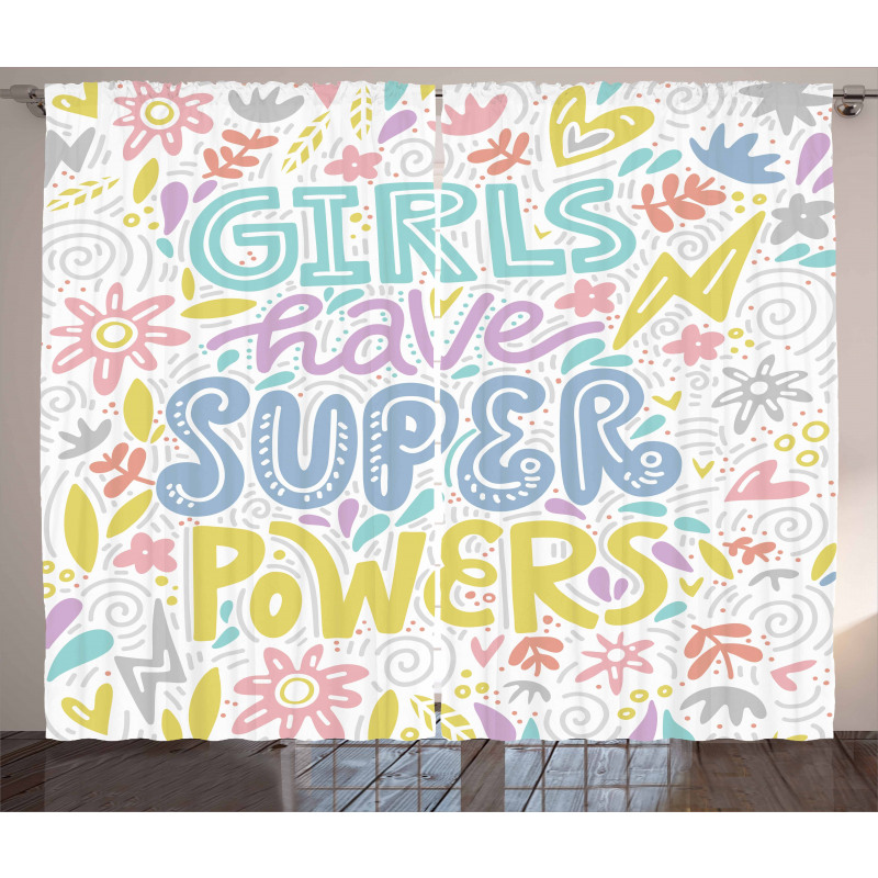 Boho Floral Girl Power Curtain