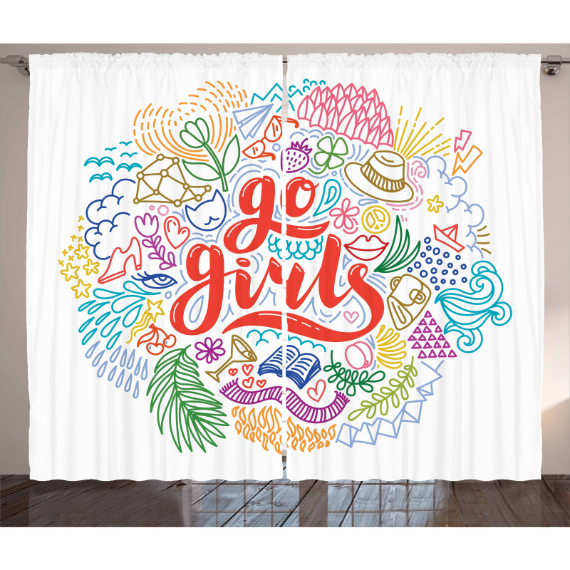 Go Girls Lettering Art Curtain