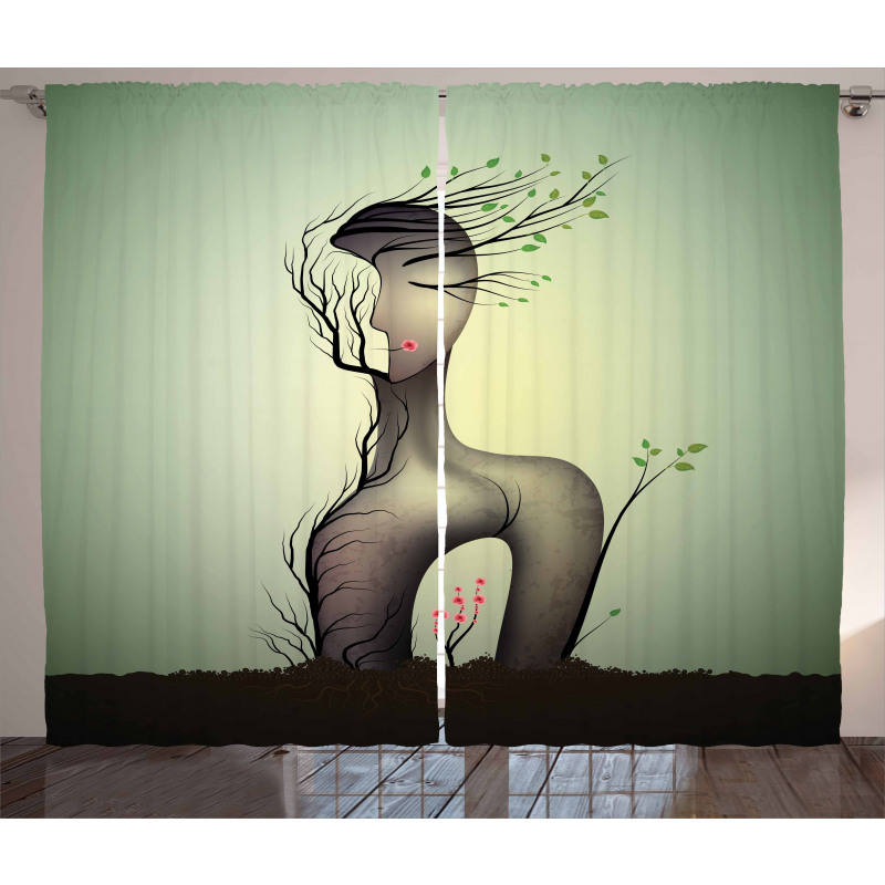 Surrealist Woman Shape Curtain