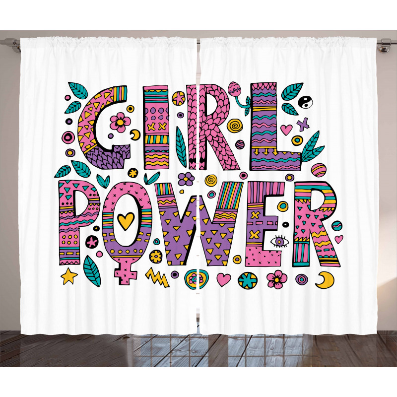 Hippie Boho Girl Words Curtain