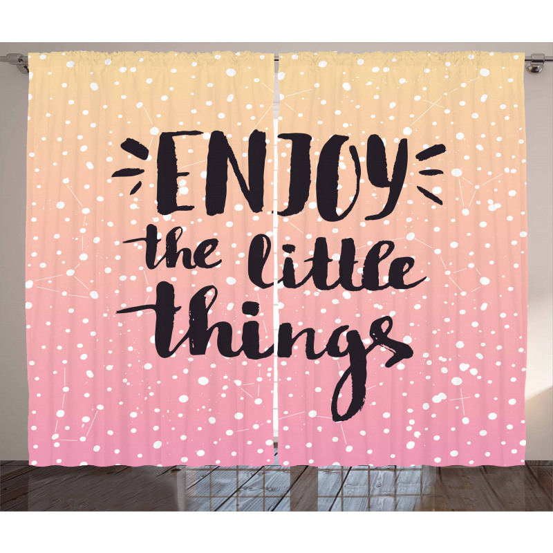 Ombre Dots and Slogan Curtain