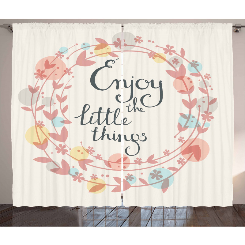 Flowers and Leaves Phrase Curtain