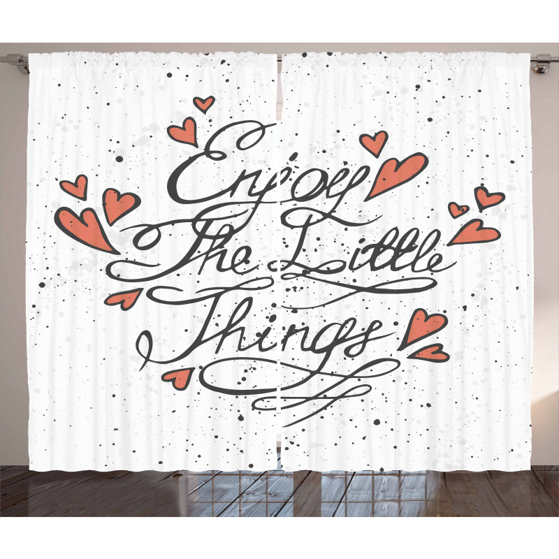 Romantic Hearts Slogan Curtain