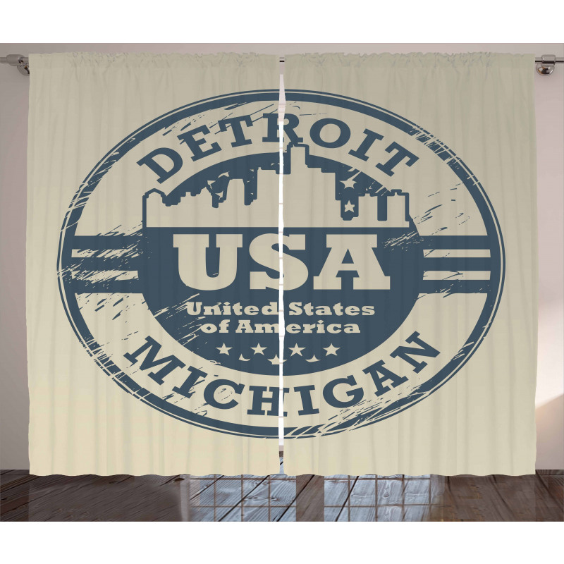 Detroit Michigan Stamp Curtain