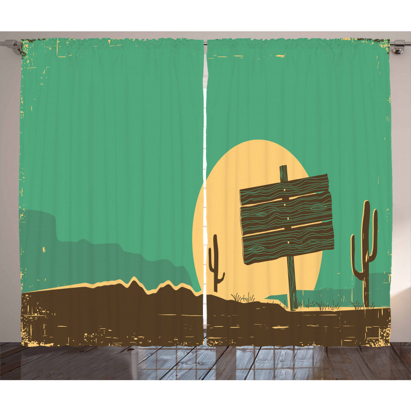 Grungy Desert Landscape Curtain