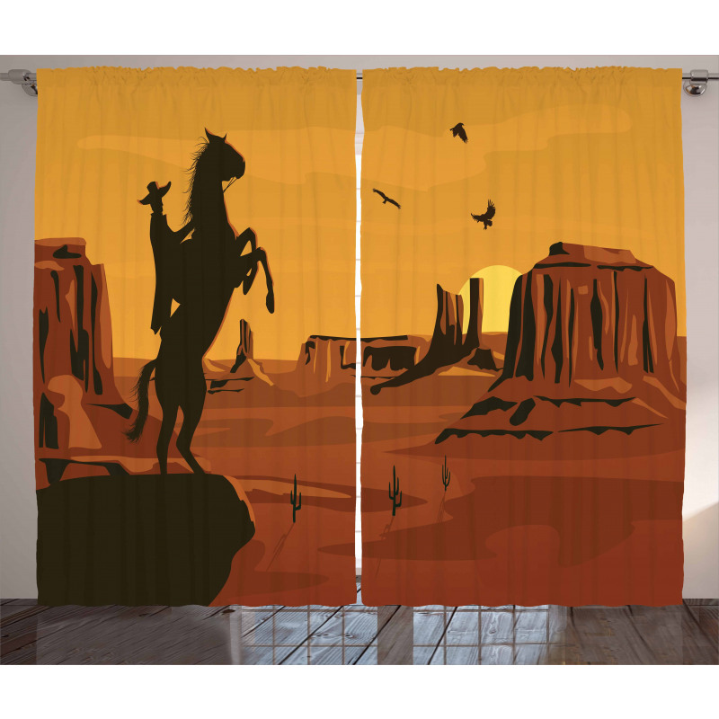 Sunset Scene and Cowboy Curtain