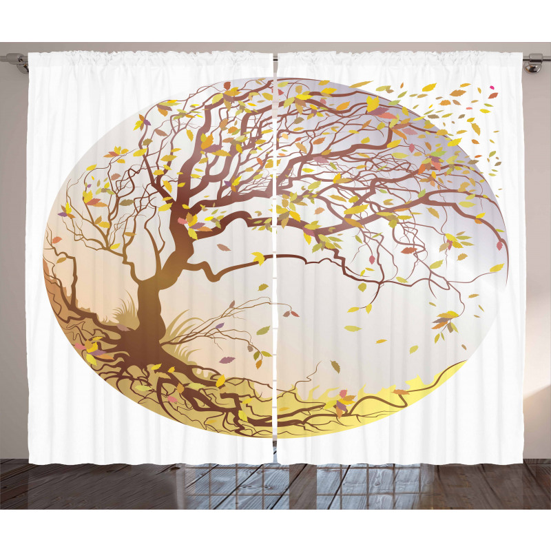 Tree Wind Flying Leaves Curtain
