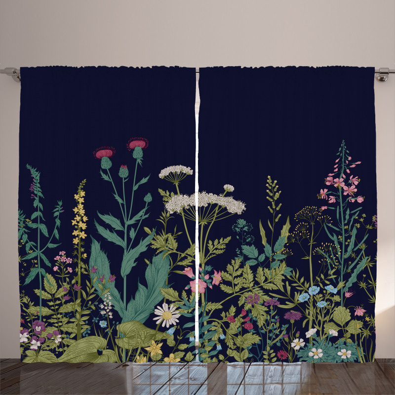 Rural Herbs Flowers Curtain