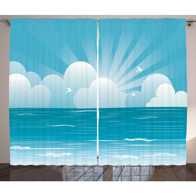 Rising Sun and Seagulls Curtain