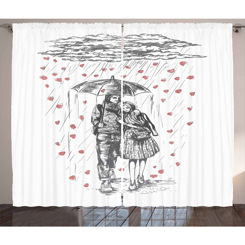 Couple on Rainy Day Curtain