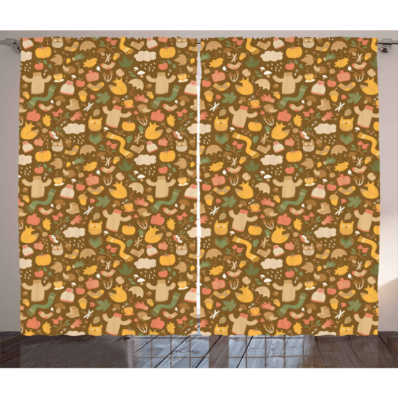 Fall Season Elements Curtain