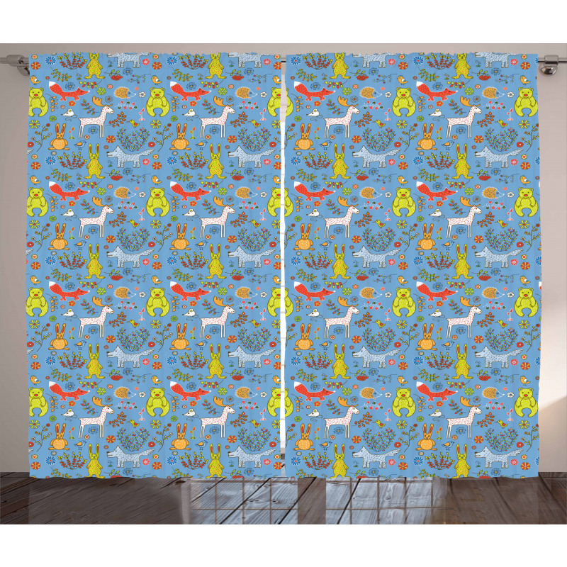 Spring Forest Fauna Curtain