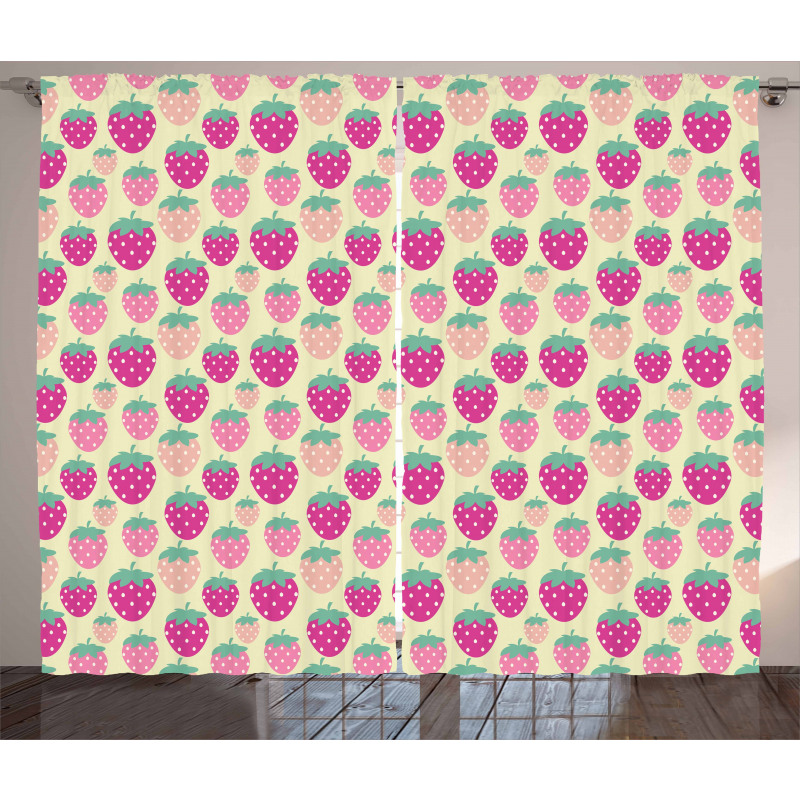 Pink Shade Fruits Curtain