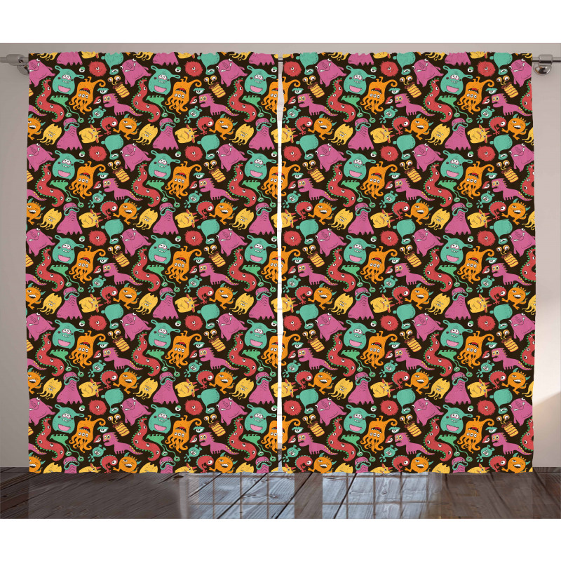 Colorful Monster Pattern Curtain