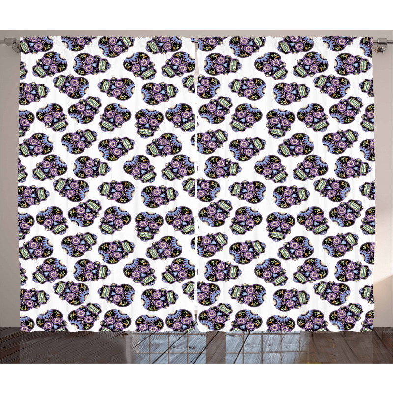 Calavera Skulls Curtain