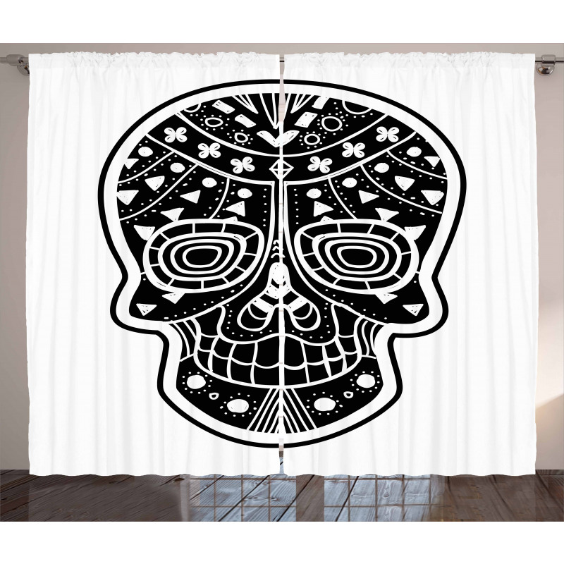 Tribal Style Skull Curtain