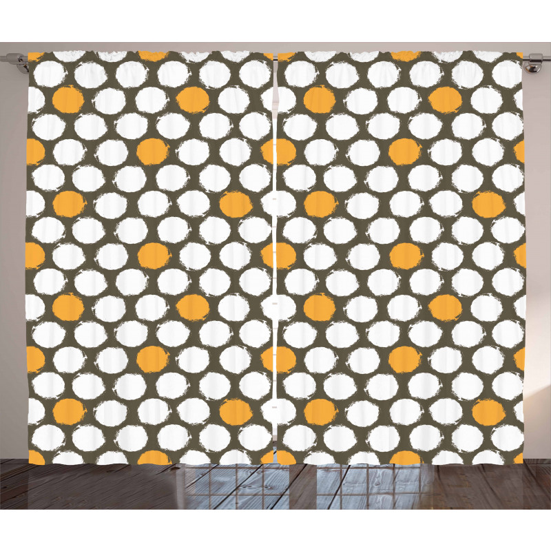 Bicolor Grunge Style Dots Curtain