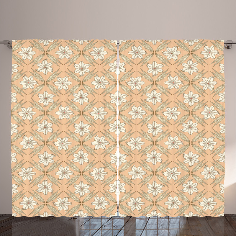 Vintage Lily Flowers Curtain