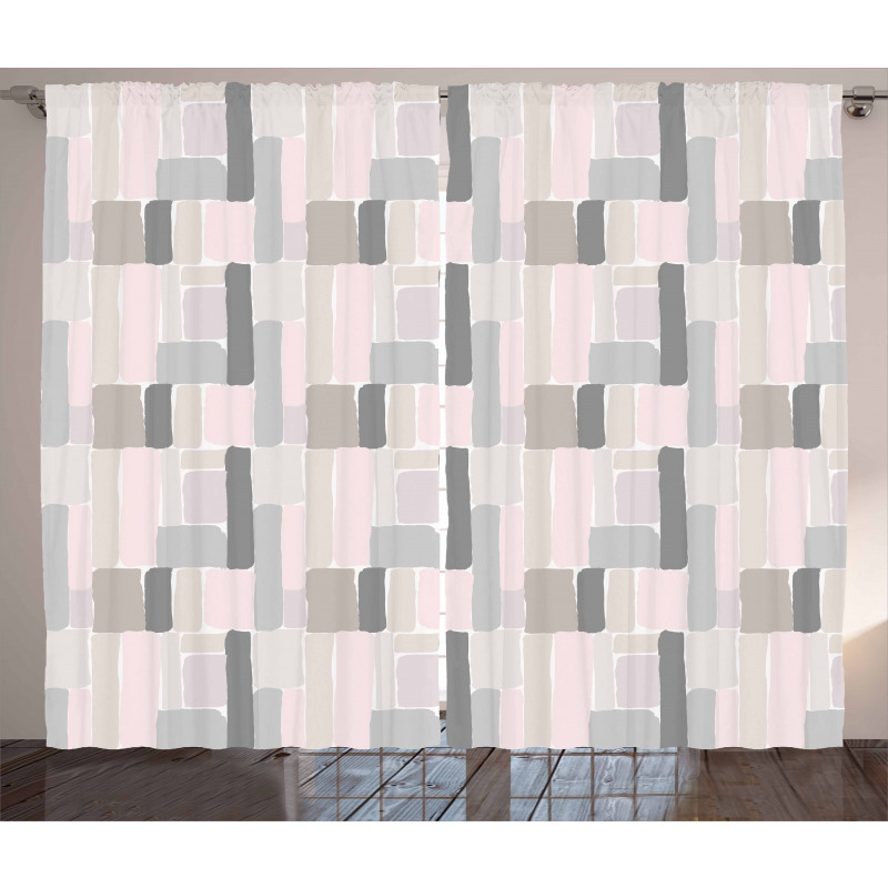 Brush Stroked Blocks Curtain