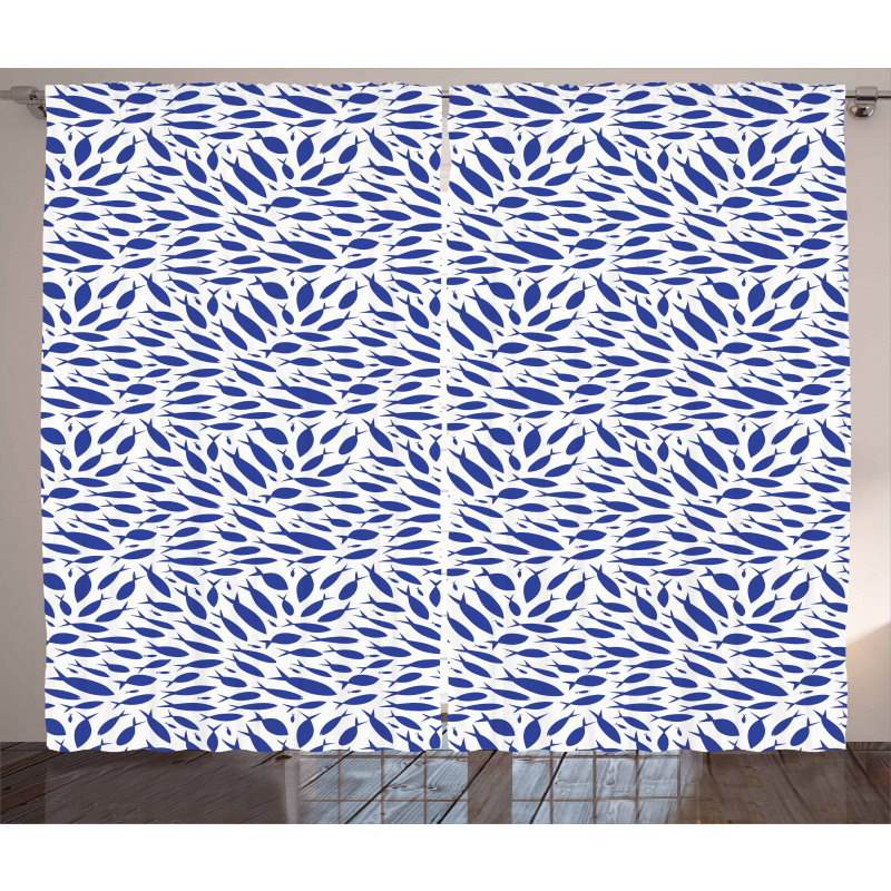 Nautical Life Illustration Curtain